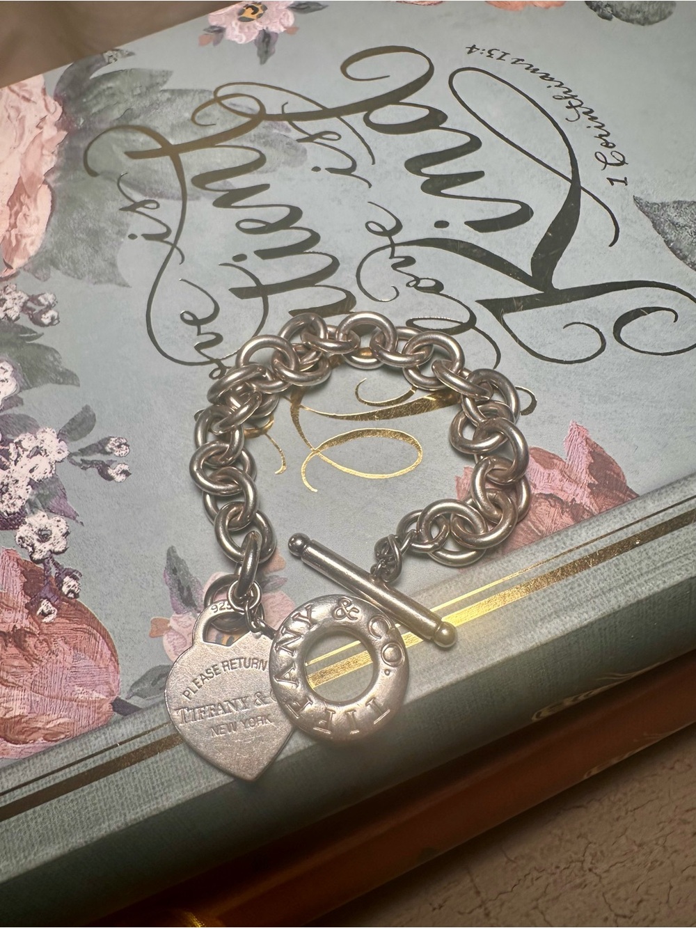 Tiffany & Co. Silver Heart Toggle Charm Bracelet